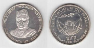 Mali – Rare Silver Proof 10 Francs Coin 1960 Year Km 1 Independence