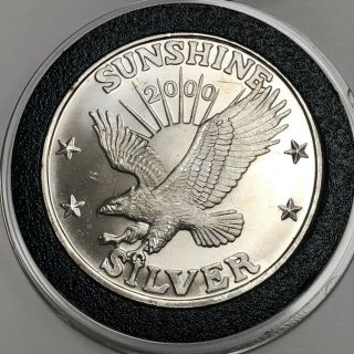 2000 Sunshine Eagle Millennium Rare Dated 1 Troy Oz.  999 Fine Silver Round Coin
