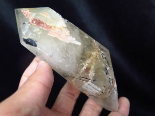 225g Rare Natural Tourmaline Black Crystal Point Healing Jj32