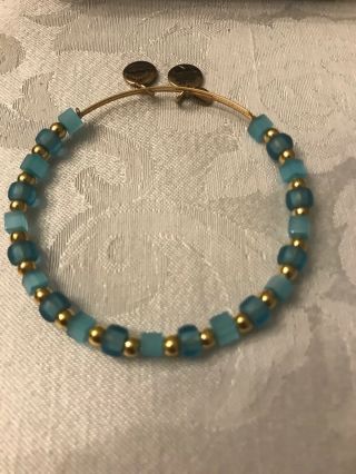 Rare Alex And Ani Vintage Beaded Bracelet Blue/gold