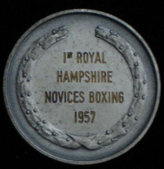 1957 1st Royal Hampshire Novices Boxing Medal _RARE VTG_ silver medallion coin 2