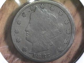 1885 Liberty V Nickel Coin - Rare Key Date Scarce Date