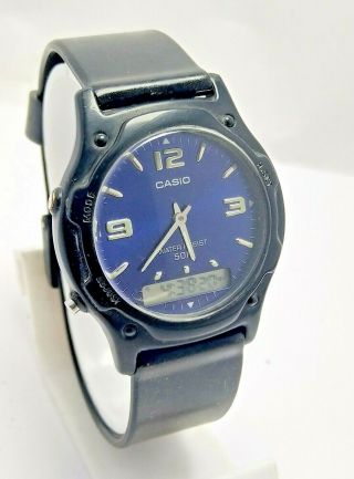 Rare Vintage Casio Quartz Blue Dial Wrist Watch For Men 
