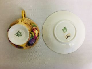 Aynsley Orchard Gold Tea Cup and Saucer Fruit Rare England Bone China 6