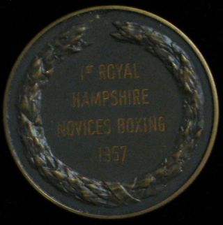 1957 1st Royal Hampshire Novices Boxing Medal _RARE VTG_ bronze medallion coin 2