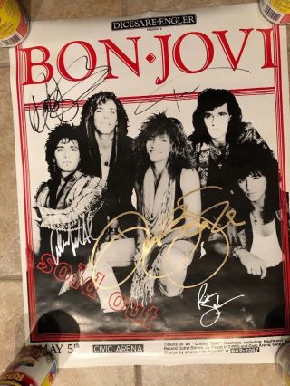 Jon Bon Jovi Signed 1987 Promo Poster Slippery When Wet Rare
