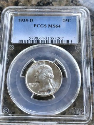 1935 - D Washington Quarter Pcgs Ms - 64 Key Date Coin Rare