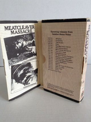 Meatcleaver Massacre VHS ULTRA RARE HORROR,  Catalina Video NO MOLD, 4