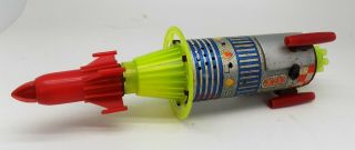 Rare Rocket Spaceship Space Japan Tin Toy Vintage Litho Battery (part)