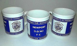 Newport Isle Of Wight Football Club 3 Mugs 300ml Centenary Edition 1988 Rare