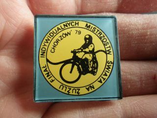 1979 World Speedway Final Chorzow Poland Perspex Pin Badge - Rare Item