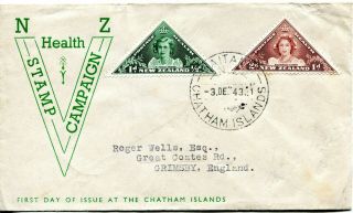 Zealand 1943 Health - Princesses - Chatham Islands Cover - Rare