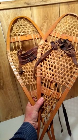 Vintage Canada Wooden Snowshoes Rare Child 