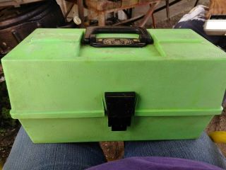 Rare Vintage Umco Green Plastic Tackle Box W 3 Tier Tray Model 1103 Made In Usa
