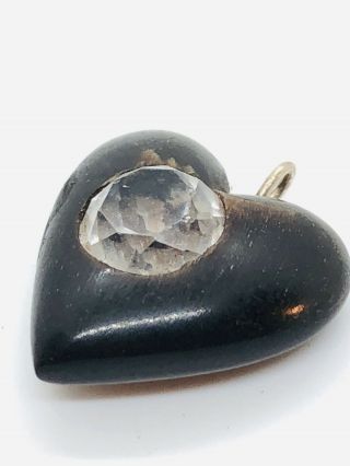 Antique Heart Shaped Horn Pendant Diamond Paste Victorian / Georgian Rare