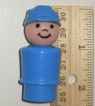 Rare Whoops Vintage Fisher Price Little People Tall Boy With Blue Hat Figure