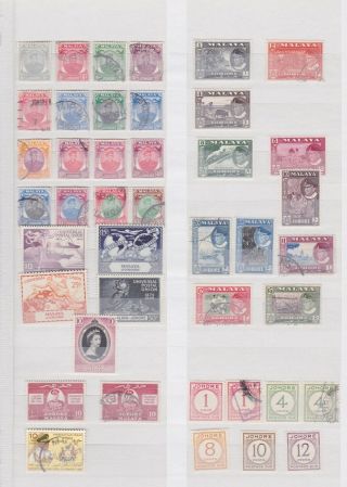 Malaya Malaysia Stamps Johore W/ Dues Selection Rare Issues Old Album Page