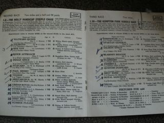 vintage Kempton park horse racing programme Rare Christmas 1965 Arkle 4