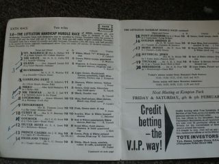 vintage Kempton park horse racing programme Rare Christmas 1965 Arkle 8