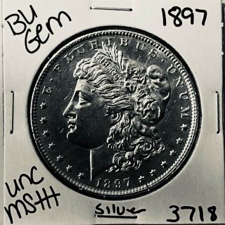 1897 Bu Gem Morgan Silver Dollar Unc Ms,  U.  S.  Rare Coin 3718