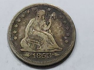 1853 Philadelphia Silver Seated Liberty Quarter With Arrows And Rays Rare