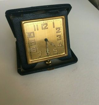 Rare Vintage 15 Jewel Swiss 8 - Day Travel /watch Clock In Leather Case