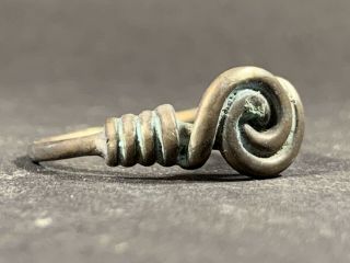 Very Rare Ancient Viking Norse Solid Silver Coiled Ring Circa 800 - 900ad