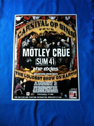Motley Crue Carnvial Of Sins Concert Tour Poster " Rare "