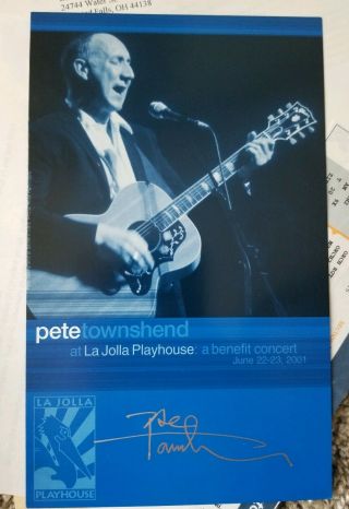 Pete Townshend The Who Signed Program 2001.  Very Rare & Unique