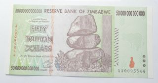 Rare 2008 50 Trillion Dollar - Zimbabwe - Uncirculated Note - 100 Series 723