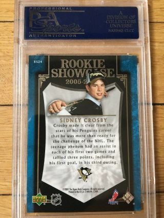 Rare 2005 Upper Deck Sidney Crosby ROOKIE SHOWCASE RC RS24 PSA 9 2