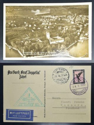 Germany To Finland 1930,  $$$,  Zeppelin,  Rare Ostsee/baltic Sea Flight Airmail Ppc