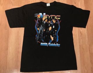 Rare N Sync Celebrity 2002 Tour Double Sided T - Shirt Shirt Black Small Nsync