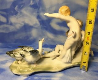 Rare Karl ENS Volkstedt Nude Children Putti & Geese Figurine Flowers Germany EVC 5