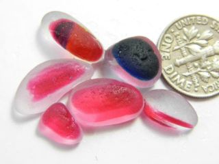 6 Multi Xs - M/l Vibrant Pink 0.  17oz Jq Rare Seaham English Sea Glass