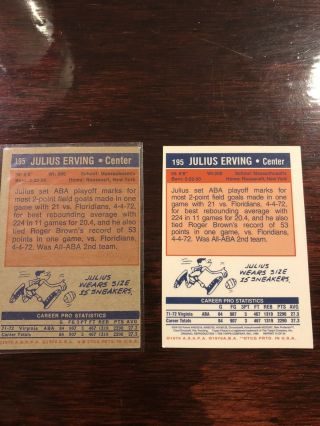 Dr J Rookie Card — 1970 Topps  & A Rare 1996 Chrome Reprint 7