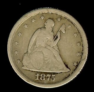1875 - S Seated Liberty Silver 20 Cents Passed As 25c Rare
