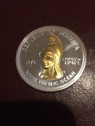 1973 Minerva $35 Proof 0.  80oz Silver,  0.  02oz Gold Goddess Rare World Coin $69
