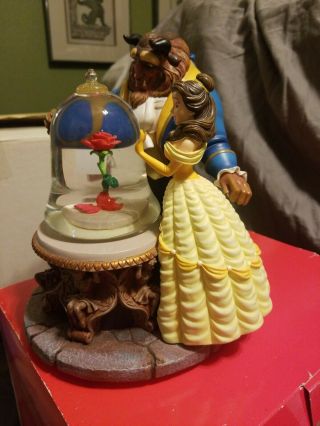 Rare 1991 Disney Beauty And The Beast Musical Rose Snowglobe Snow Globe 2
