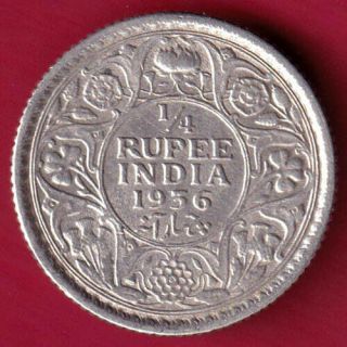 British India - 1936 - Kg V - 1/4 Rupee - Rare Silver Coin Bo4