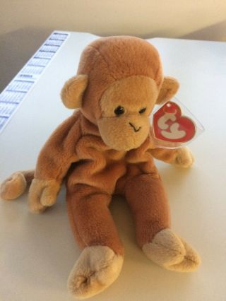 Rare Authentic Ty Beanie Baby Bongo (tan Tail) 3rd Generation 2nd Tush