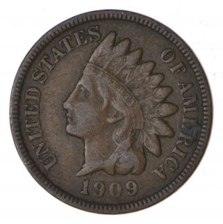 Rare Last Year Issue - 1909 Indian Head Cent - High Red Book Value 212