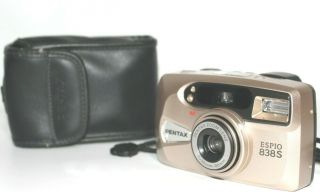 Pentax Espio 838 S 35mm Film Camera,  Case Point Shoot Rare Htf Copper Rose Gold