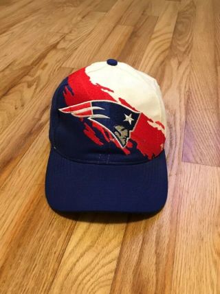 Vintage England Patriots Splash Snapback Hat,  Logo Athletic,  Rare 90 