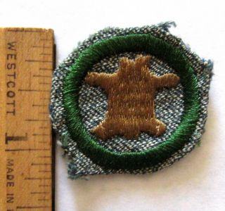 Rare Vintage 1938 - 47 Girl Scout Leather Badge Animal Tanning Hide Fur Rug Patch