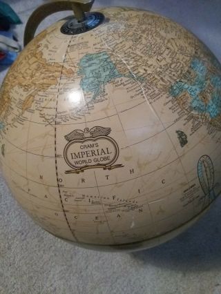 Vintage Cram’s Imperial World Globe.  Metal Base (w/russia - Not Ussr) 19 " Rare