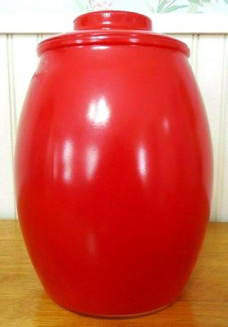 Rare Bartlett Collins Red Solid Color Cookie Jar No Decoration Glass 9 1/2 Inch
