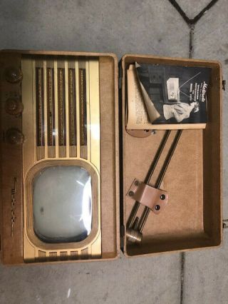 Rare Vintage Golden View Motorola Television With Instruction Booklet