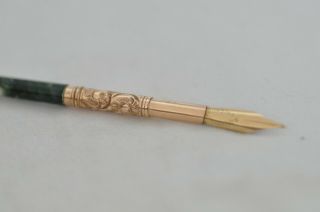 Lovely Rare Vintage Agate & Gold Seamless Dip Fountain Pen 14ct B.  Grieshaber Nib 3