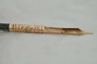 Lovely Rare Vintage Agate & Gold Seamless Dip Fountain Pen 14ct B.  Grieshaber Nib 6